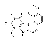 1,3-diethyl-8-[(E)-2-(3-fluoro-4-methoxyphenyl)ethenyl]-7H-purine-2,6-dione Structure