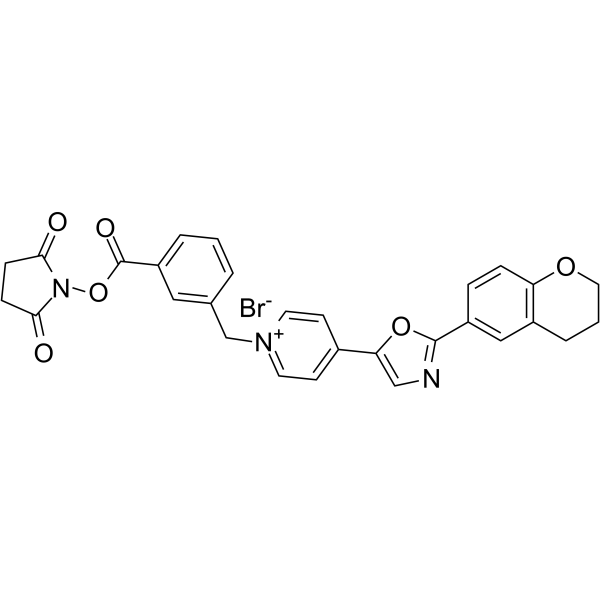 1-[3-(SUCCINIMIDYLOXYCARBONYL)BENZYL]-4-[2-(3,4-DIHYDRO-2H-1-BENZOPYRAN-6-YL)-5-OXAZOLYL]PYRIDINIUM BROMIDE Structure