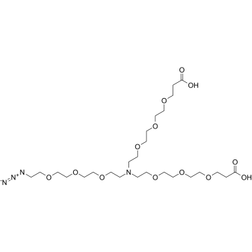 N-(Azido-PEG3)-N-bis(PEG3-acid)结构式