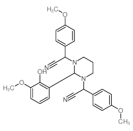 1,3(2H,6H)-Pyrimidinediacetonitrile,dihydro-2-(2-hydroxy-3-methoxyphenyl)-a1,a3-bis(4-methoxyphenyl)- Structure