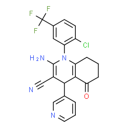 2-amino-1-[2-chloro-5-(trifluoromethyl)phenyl]-5-oxo-4-(3-pyridinyl)-1,4,5,6,7,8-hexahydro-3-quinolinecarbonitrile Structure
