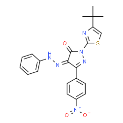 2-(4-tert-butyl-1,3-thiazol-2-yl)-5-(4-nitrophenyl)-4-(phenylhydrazono)-2,4-dihydro-3H-pyrazol-3-one Structure