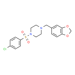 1-(benzo[d][1,3]dioxol-5-ylmethyl)-4-((4-chlorophenyl)sulfonyl)piperazine structure