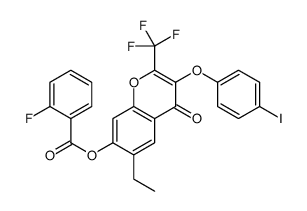 [6-ethyl-3-(4-iodophenoxy)-4-oxo-2-(trifluoromethyl)chromen-7-yl] 2-fluorobenzoate结构式