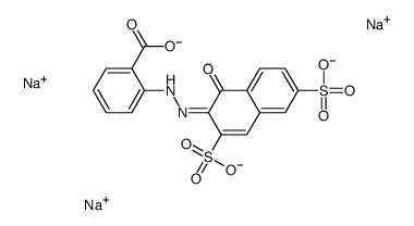 trisodium 2-[(1-hydroxy-3,6-disulphonato-2-naphthyl)azo]benzoate Structure