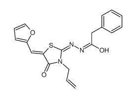 N-[[5-(furan-2-ylmethylidene)-4-oxo-3-prop-2-enyl-1,3-thiazolidin-2-ylidene]amino]-2-phenylacetamide结构式