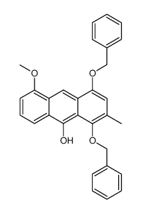 1,4-bis(benzyloxy)-5-methoxy-2-methylanthracen-9-ol structure