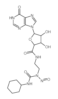 N-[2-(cyclohexylcarbamoyl-nitroso-amino)ethyl]-3,4-dihydroxy-5-(6-oxo-3H-purin-9-yl)oxolane-2-carboxamide Structure