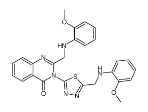 2-[(2-methoxyanilino)methyl]-3-[5-[(2-methoxyanilino)methyl]-1,3,4-thiadiazol-2-yl]quinazolin-4-one Structure