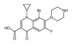 3-Quinolinecarboxylic acid, 8-bromo-1-cyclopropyl-6-fluoro-1,4-dihydro-4-oxo-7-(1-piperazinyl)- Structure