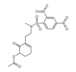 N-[2-(5-acetoxy-6-oxocyclohex-1-enyl)ethyl]-N-methyl-2,4-dinitrobenzenesulfonamide结构式