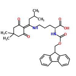 Nα-Fmoc-Nβ-1-(4,4-二甲基-2,6-二氧代环己基-1-亚烷基)-3-甲基丁基-D-鸟氨酸结构式