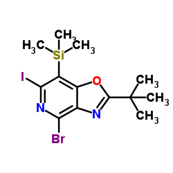 4-Bromo-6-iodo-2-(2-methyl-2-propanyl)-7-(trimethylsilyl)[1,3]oxazolo[4,5-c]pyridine Structure