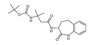 3-t-butoxy-carbonylamino-3-methyl-N-[2,3,4,5-tetrahydro-2-oxo-1H-1-benzazepin-3(R)-yl]-butanamide结构式