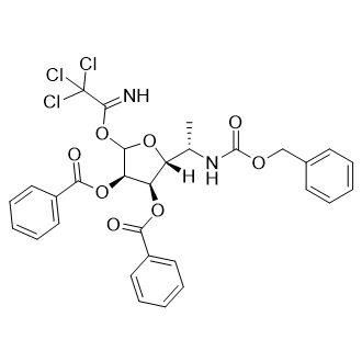 (2R,3R,4R)-2-((S)-1-((((苄氧基)羰基)氨基)乙基)-5-(2,2,2-三氯-1-亚氨基乙氧基)四氢呋喃-3,4- 二苯甲酸二乙酯结构式