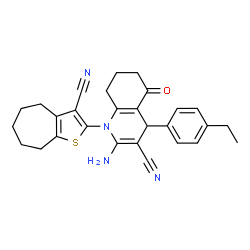 2-amino-1-(3-cyano-5,6,7,8-tetrahydro-4H-cyclohepta[b]thien-2-yl)-4-(4-ethylphenyl)-5-oxo-1,4,5,6,7,8-hexahydro-3-quinolinecarbonitrile picture