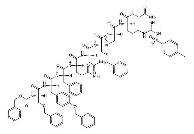 Z-Cys(Bzl)-Tyr(Bzl)-Phe-Gln-Asn-Cys(Bzl)-Pro-Arg(Tos)-Gly-NH2结构式