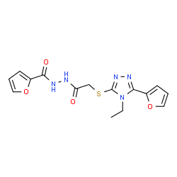 2-Furancarboxylicacid,2-[[[4-ethyl-5-(2-furanyl)-4H-1,2,4-triazol-3-yl]thio]acetyl]hydrazide(9CI)结构式
