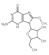 2-amino-9-[3,4-dihydroxy-5-(hydroxymethyl)oxolan-2-yl]-8-methoxy-3H-purin-6-one structure