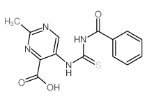 4-Pyrimidinecarboxylicacid, 5-[[(benzoylamino)thioxomethyl]amino]-2-methyl- Structure