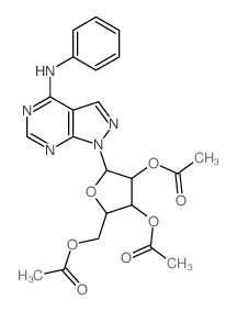 [3,4-diacetyloxy-5-(5-anilino-2,4,8,9-tetrazabicyclo[4.3.0]nona-1,3,5,7-tetraen-9-yl)oxolan-2-yl]methyl acetate结构式