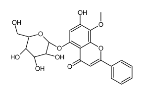 4H-1-Benzopyran-4-one, 5-(beta-D-glucopyranosyloxy)-7-hydroxy-8-methox y-2-phenyl-结构式