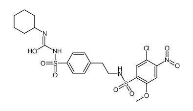 1-[4-[2-[(5-chloro-2-methoxy-4-nitro-phenyl)sulfonylamino]ethyl]phenyl ]sulfonyl-3-cyclohexyl-urea Structure