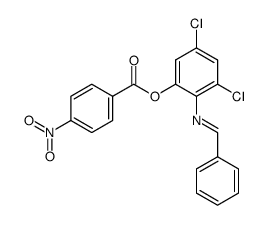 4-Nitro-benzoic acid 3,5-dichloro-2-{[1-phenyl-meth-(E)-ylidene]-amino}-phenyl ester Structure