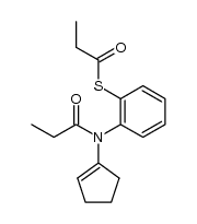 S-(2-(N-(cyclopent-1-en-1-yl)propionamido)phenyl) propanethioate结构式