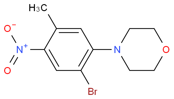 4-(2-溴-5-甲基-4-硝基苯基)吗啉结构式