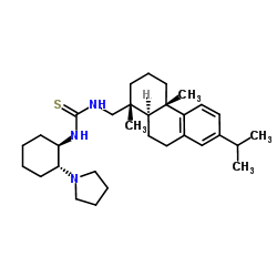 N-[[(1R,4aS,10aR)-1,2,3,4,4a,9,10,10a-八氢-1,4a-二甲基-7-异丙基-1-菲基]甲基]-N'-[(1R,2R)-2-(1-吡咯烷基)环己基]硫脲结构式