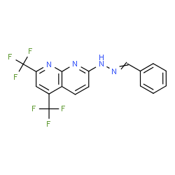 Benzaldehyde, [5,7-bis(trifluoromethyl)-1,8-naphthyridin-2-yl]hydrazone (9CI) Structure