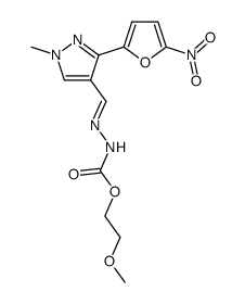 1-methyl-3-(5-nitro-2-furyl)pyrazole-4-carboxaldehyde-(2-methoxyethoxy)carbonylhydrazone结构式