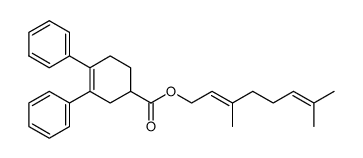 3,4-Diphenyl-cyclohex-3-enecarboxylic acid (E)-3,7-dimethyl-octa-2,6-dienyl ester Structure