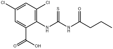 3,5-dichloro-2-[[[(1-oxobutyl)amino]thioxomethyl]amino]-benzoic acid结构式