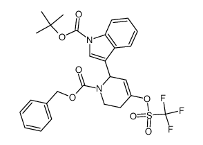 tert-butyl 3-(1-((benzyloxy)carbonyl)-4-(((trifluoromethyl)sulfonyl)oxy)-1,2,5,6-tetrahydropyridin-2-yl)-1H-indole-1-carboxylate结构式