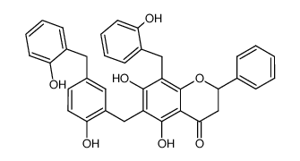 5,7-dihydroxy-8-(2-hydroxy-benzyl)-6-[2-hydroxy-5-(2-hydroxy-benzyl)-benzyl]-2-phenyl-chroman-4-one Structure