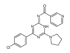 N-[4-(4-chlorophenyl)-6-pyrrolidin-1-yl-1,3,5-triazin-2-yl]pyridine-3-carboxamide结构式