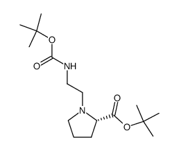 (S)-1-(2-tert-butoxycarbonylaminoethyl)pyrrolidine-2-carboxylic acid tert-butyl ester Structure