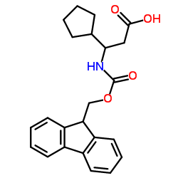 (3S)-3-cyclopentyl-3-(9H-fluoren-9-ylmethoxycarbonylamino)propanoic acid structure