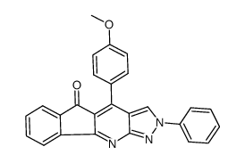 2-phenyl-4-(4-methoxyphenyl)-5H-indeno[1,2-b]pyrazolo[4,3-e]pyridin-5-one结构式