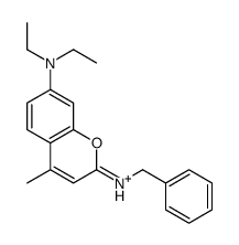 2-benzylamino-4-methyl-7-diethylaminobenzopyrylium structure