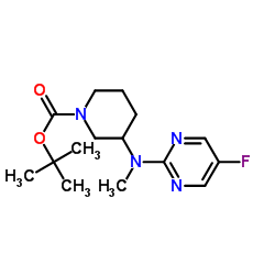 2-Methyl-2-propanyl 3-[(5-fluoro-2-pyrimidinyl)(methyl)amino]-1-piperidinecarboxylate Structure