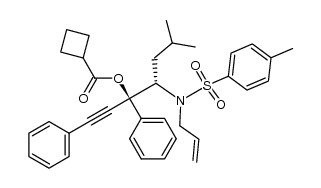 (3S,4S)-4-(N-allyl-4-methylphenylsulfonamido)-6-methyl-1,3-diphenylhept-1-yn-3-yl cyclobutanecarboxylate结构式