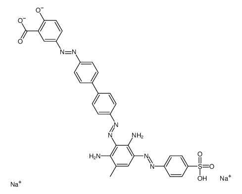 disodium,(3E)-3-[[4-[4-[[2,6-diamino-3-methyl-5-[(4-sulfonatophenyl)diazenyl]phenyl]diazenyl]phenyl]phenyl]hydrazinylidene]-6-oxocyclohexa-1,4-diene-1-carboxylate Structure