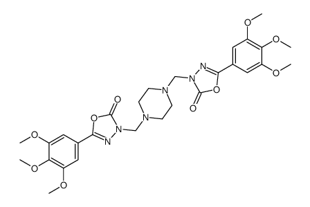 3-[[4-[[2-oxo-5-(3,4,5-trimethoxyphenyl)-1,3,4-oxadiazol-3-yl]methyl]piperazin-1-yl]methyl]-5-(3,4,5-trimethoxyphenyl)-1,3,4-oxadiazol-2-one结构式