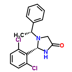 (2R)-(2,6-dichlorophenyl)-1-((1'R)-phenylethyl)-tetrahydro-1H-4-imidazolone结构式