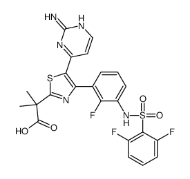 2-[5-(2-aminopyrimidin-4-yl)-4-[3-[(2,6-difluorophenyl)sulfonylamino]-2-fluorophenyl]-1,3-thiazol-2-yl]-2-methylpropanoic acid结构式