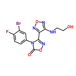 4-(3-bromo-4-fluorophenyl)-3-(4-((2-hydroxyethyl)amino)-1,2,5-oxadiazol-3-yl)-1,2,4-oxadiazol-5(4H)-one Structure