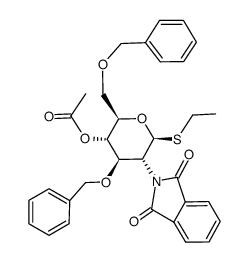 ethyl 4-O-acetyl-3,6-di-O-benzyl-2-deoxy-2-phthalimido-1-thio-β-D-glucopyranoside Structure